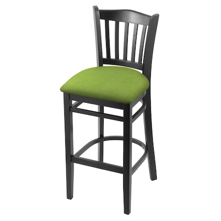 Holland Bar Stool Co 25" Counter Stool, Black Finish, Canter Kiwi Green Seat 312025Blk009